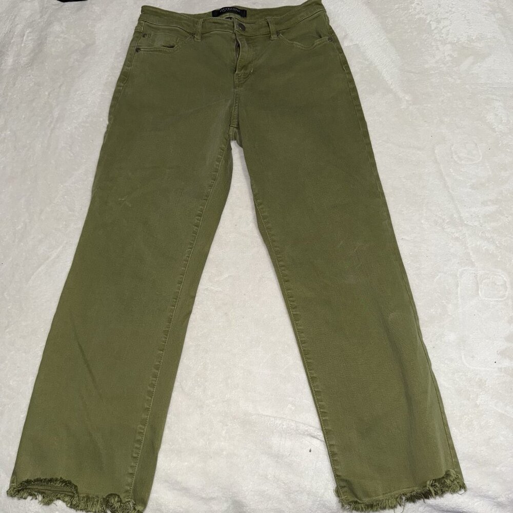 Women’s Liverpool Jeans Kennedy Crop Straight Fit Olive Military Green Size 8/29